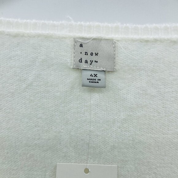 A New Day Womens Plus Size 4X Soft Cozy Knit V-Neck Pullover Sweater Cream 010 - Picture 5 of 7